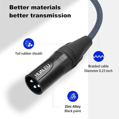 2 Pack 3 Pin Xlr Male To Male Microphone Cables,1Ft (Ofc) Balanced Xlr Audio Cable Male To Male,For Mixer Microphone Dmx image 6