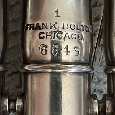 Frank Holton "New Proportion" Cornet — Serial #6646 — Chicago, c.1903–05 — Silver Plate — Collector-Player — Original Case, Extra Slides & Two Period Holton Mouthpieces image 8