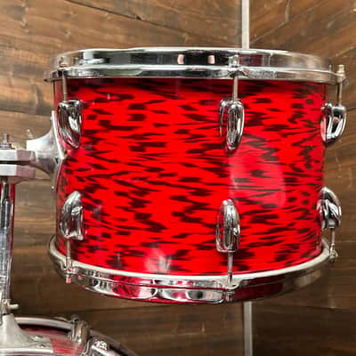 1960s Slingerland 4pc Drum Set Red Tiger Pearl 22/12/13/16 image 11