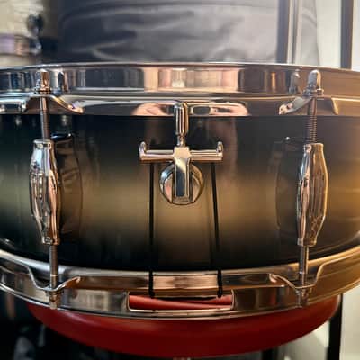Rare 1960s Camco Oaklawn Oval Badge 5x14 Tuxedo Snare Drum in Black & Gold Duco image 3