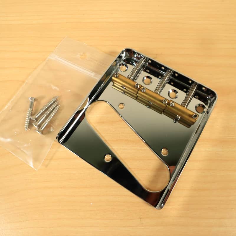 Telecaster Vintage Style Chrome 3 Brass Saddle Bridge For Tele Electric Guitar image 1