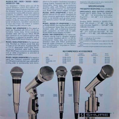Vintage 1970's Shure 565SD / 565 Switchable Cardioid Dynamic Microphone Low Z w accessories Jimi Hendrix image 2
