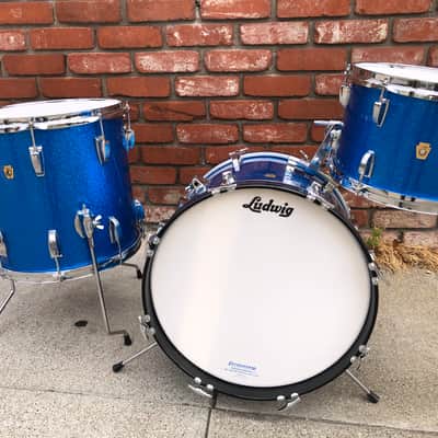 Ludwig Jazette 1970’s - Blue Sparkle Drum Kit with 18” Bass Drum image 9