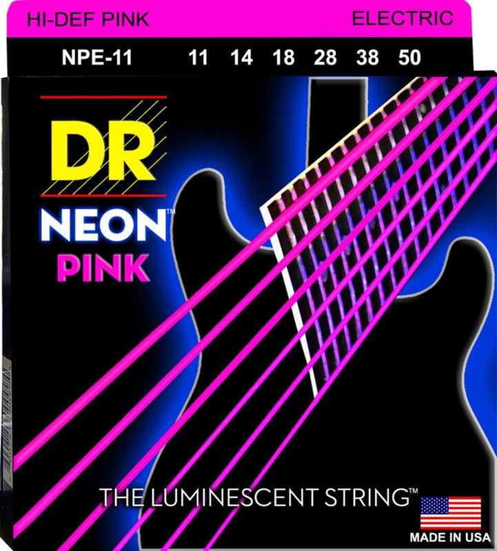 DR Strings NPE-11 Hi-Def Neon Pink Colored Heavy Electric Guitar Strings 11-50 image 1