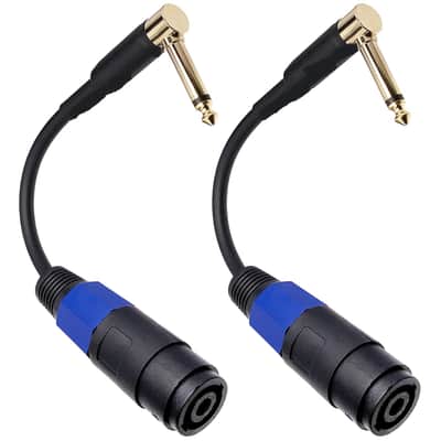 Speak on Female Connector to 1/4" Male TS Speaker Cable - Speak-on Jack to 1/4 TS Plug (Right-Angle Plug) image 1