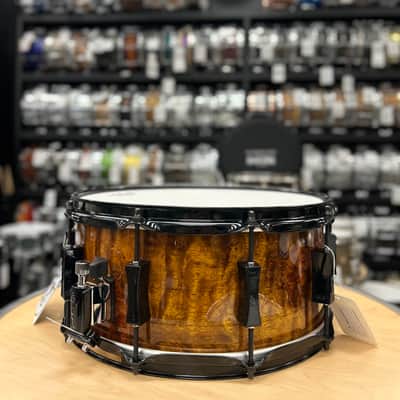 Pork Pie 7x14" Maple/Bubinga Snare Drum (Bubinga Hi-Gloss with Black Hardware) image 3