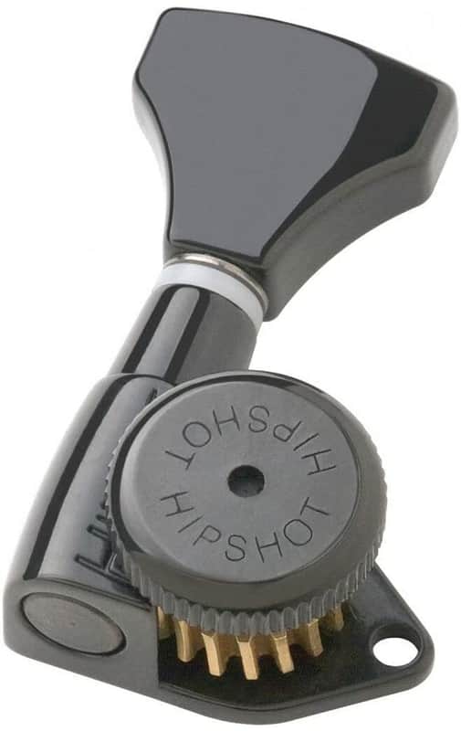 Hipshot Grip-Lock Locking Tuners in Black | 6 Inline | Open Back | Bass Side image 1