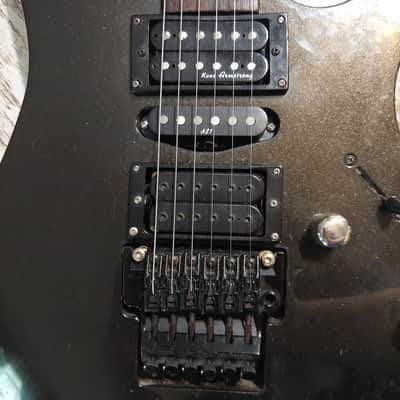Ibanez RG570 MIJ Japanese Pre Prestige Original Wizard Neck Edge Tremolo Paul Gilbert Dimarzio PAF Pro Bridge Pickup Early 1990s Black Metallic image 2