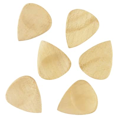 Maple Wood Natural Polished Finish Guitar Pick - Handmade Specialty Exotic Luxury Plectrum - 6 Pack