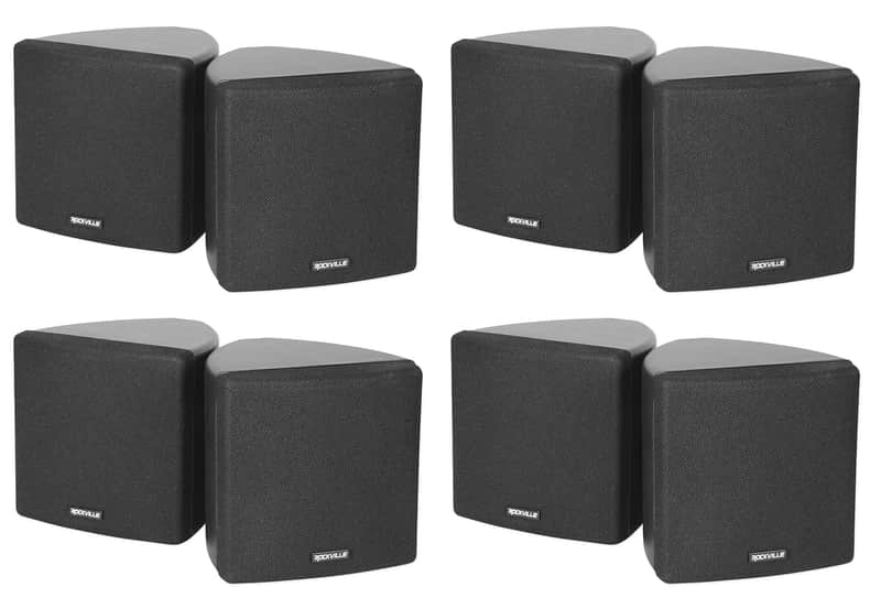 8 Rockville Cube 70v Black 3.5" Commercial Swivel Wall Mount Restaurant Speakers image 1