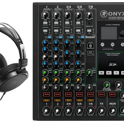 Mackie ONYX8 8-Channel Analog Mixer w/ Multi-Track USB+Audio Technica Headphones image 1