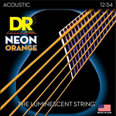 DR Strings Hi-Def Neon Acoustic Guitar Strings - .012-.054 Light Orange image 2