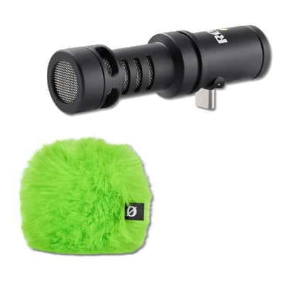 Rode VideoMic Me-C+ USB Microphone with Rode WS9 Green Windshield image 1