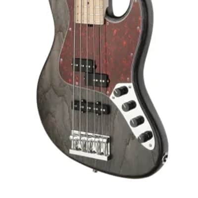 Sadowsky MetroLine 21-Fret Vintage P/J Bass-Swamp Ash Body-5 String-Nirvana Black Transparent Satin image 4