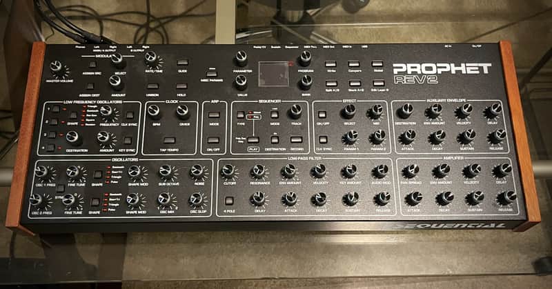Sequential Prophet Rev2 16-voice Polyphonic Analog Synthesizer Module 2024 - Black with wood ends image 1