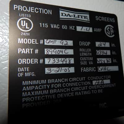 Da-Lite CMT-92 89904C 45 x 80" motorized projector screen image 1
