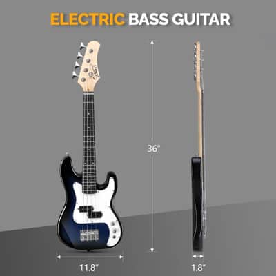 Glarry Dark Blue GP 36in Kid's Electric Bass Guitar image 7