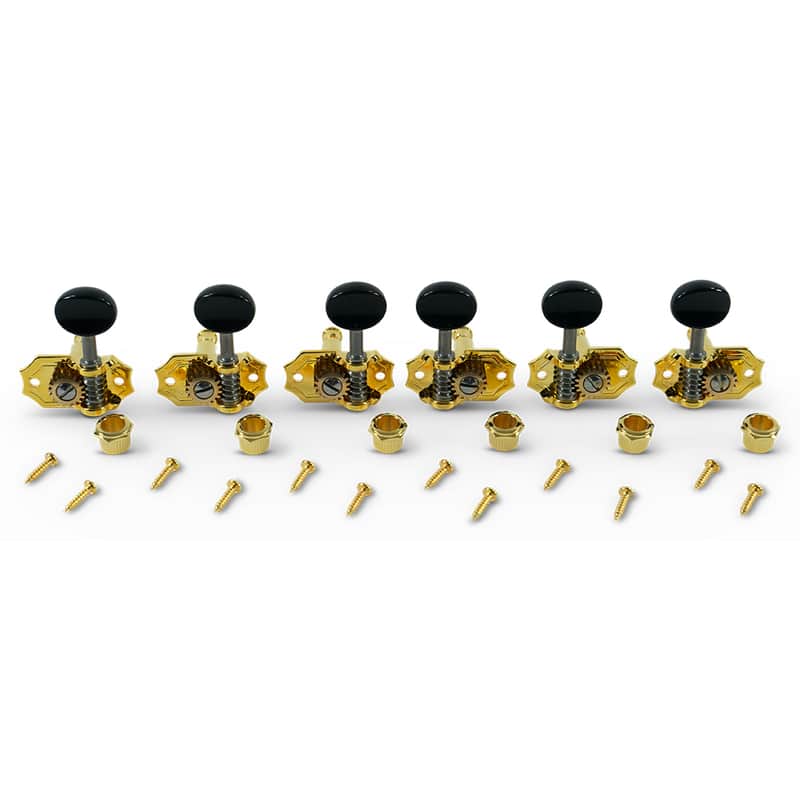 Kluson 3 Per Side Prestige Series Vintage Vertical Mount Open Bronze Gear Tuners Gold With image 1