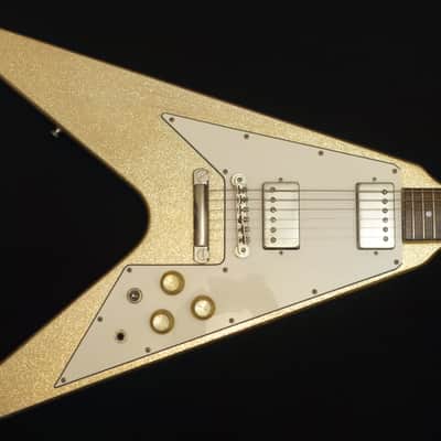 1999 Burny Japan Flying V LV-115KK L’Arc-en-Ciel Ken Signature Sparkle Gold w/gigbag image 2