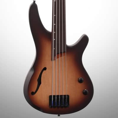 Ibanez SRH505 Bass Workshop Fretless Electric Bass, 5-String - Natural Brown Burst image 1
