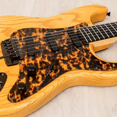 1992 PGM Moon ST-225B S-Style Superstrat Ash & Ebony w/ Lacquer Finish, Bartolini, Case & Tags image 6