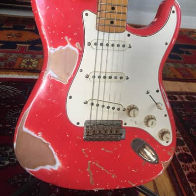 1966 Relic Fender Stratocaster, Fiesta Red, USA and Japan Parts image 4