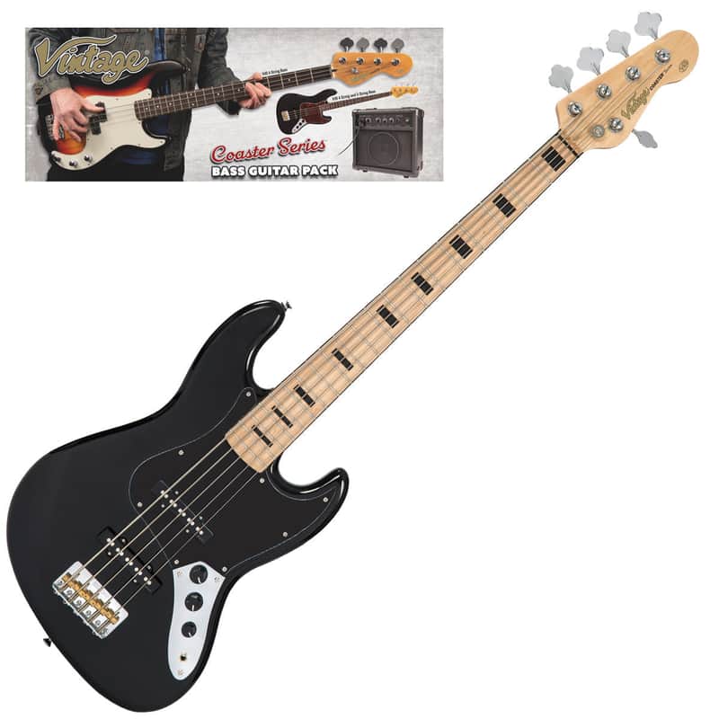 Vintage V495 Coaster Series 5-String Bass Guitar Pack ~ Gloss ...