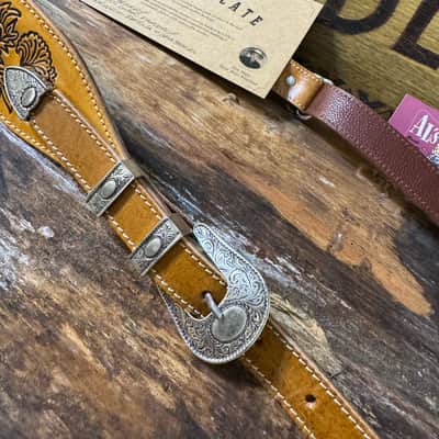 Blue Bell Straps  MONTEREY Artisan Custom for Al’s Music Factory  Aniline Patina Washed Silver Hardware image 3