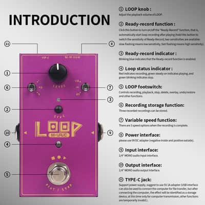 M-vave Loop Pedal for Electric Guitar,Stereo Looper Pedal with 3-Gear Speed Control, 3-Track 11 Mins Looper Recording Capacity, (Price includes the import duty for US buyer) image 6