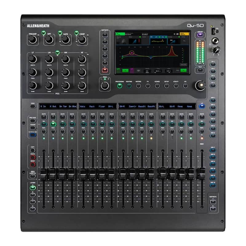 Allen & Heath Qu-5D 38-Channel Digital Mixer with Dante, 96kHz XCVI Core, 6 Multi-FX Engines, 7" Touchscreen, Motorized Faders, USB-C Interface & SD Recording image 1