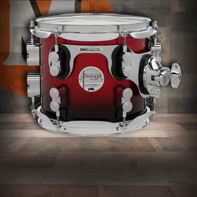 PDP Concept Maple 7x8 Suspended Tom - Red to Black Fade Lacquer with Chrome Hardware (PDCM0708STRB) image 1