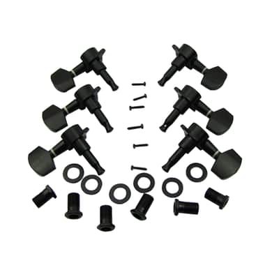 Musiclily 3+3 Set Big Button Guitar Sealed String Tuning Machines Heads Tuners Right Hand,Black image 1