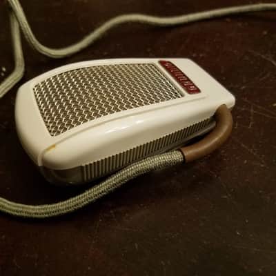 Grundig GDM 15 Dynamic Harp XLR Mic Palm GDM15 West Germany 1959 Silver Screen Grey Plastic Cloth Cord image 3