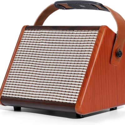 15W Portable Electric Guitar Amp with BT, Rechargeable Battery, Built-in Effects Reverb, Overdrive, EQ, Woodgrain Finish, and 6.35mm Headphone Jack image 1