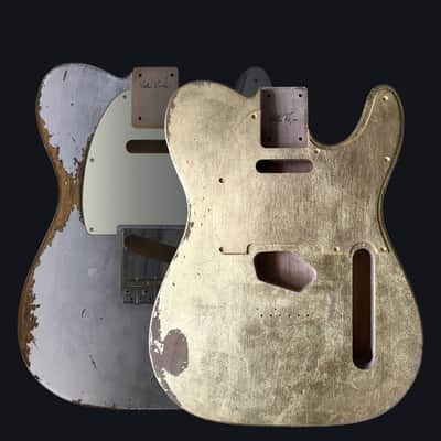 Made to Order - FRANCHIN Mars guitar body Relic Aged METALLIC LEAF (Gold/Silver/Copper) Basswood Poplar Telecaster-Tele-T-Style Made in Italy image 1