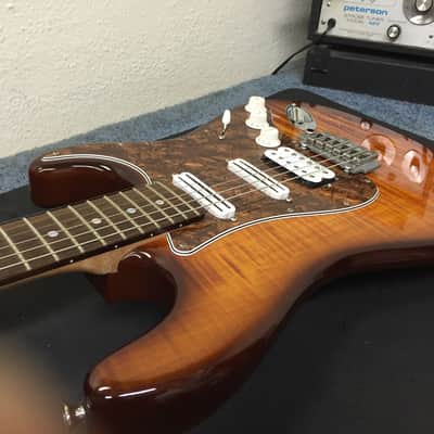 Warmoth Custom Strat 2013 Amber Dye Flame Maple Top Birdseye Maple Neck Seymour Duncan Pickups! image 5