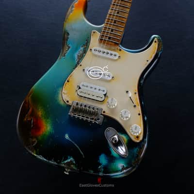 Fender Stratocaster HSS Galaxy Blue Aged Relic by East Gloves Customs (RARE) image 2