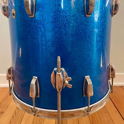 Ludwig 16x16 floor tom 1965 - Blue sparkle w/nickel hardware image 7