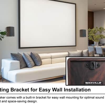 (2) Rockville RockShelf 58D 360w Dark Wood 5.25" Bookshelf Speakers+28" Stands image 21