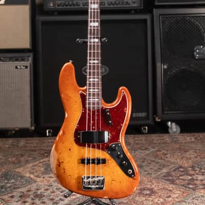 Fender Custom Shop Artisan Maple Burl Relic Jazz Bass - Honey Burst with Hardshell Case image 3