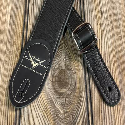 Fender Custom Shop Guitar Bass Strap Black Leather 2" Strat Tele image 1
