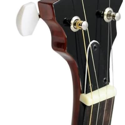 5-String Geared Tunable Banjo with White Jade Tune Pegs & Rosewood Fretboard Polished Rich Wood Finish Maplewood Bridge Stand & Truss Rod Adjustment Tool image 3