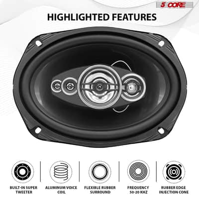 5Core 6x9 Car Speaker 800W Pair 4Ohm 4 Way Coaxial Speaker Audio w Super Tweeter Universal Fit image 6