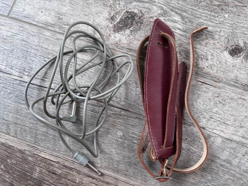 1960's Hagstrom Leather Guitar Strap & Switchcraft Cable - Vintage Case Candy image 1