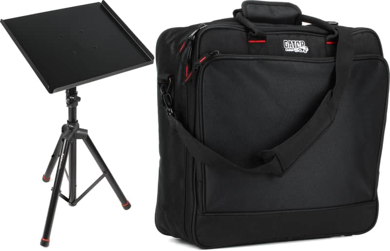 Gator Frameworks GFW-UTL-MEDIATRAY2 Heavy-Duty Adjustable Media Tray Stand Bundle with Gator G-MIXERBAG-1515 Mixer Bag image 1