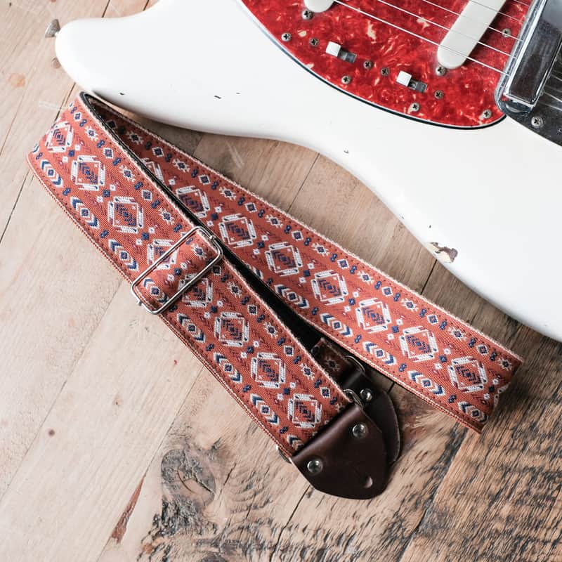 Vintage Red 60s/70s Hippie Guitar Strap / Handmade in the UK / Case Candy image 1