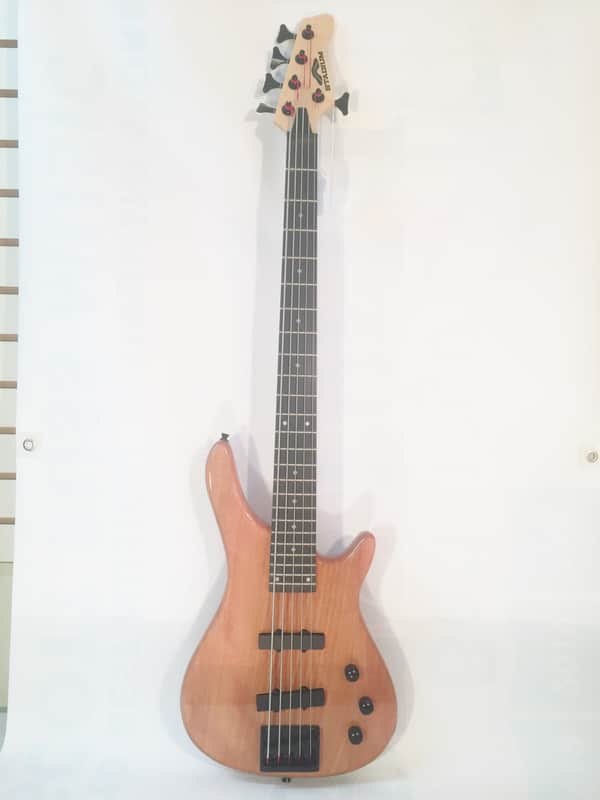 Stadium 5-String Bass Guitar-Natural Gloss Finish-2-J Bass style Pickups-NEW-w/Shop Setup! image 1
