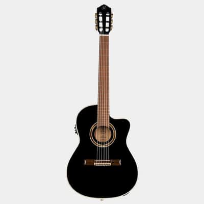 Immagine Ortega Guitars RCE138-T4BK Feel Series Slim Neck Acoustic-Electric Guitar TL Nylon w/ Bag, Black - 16