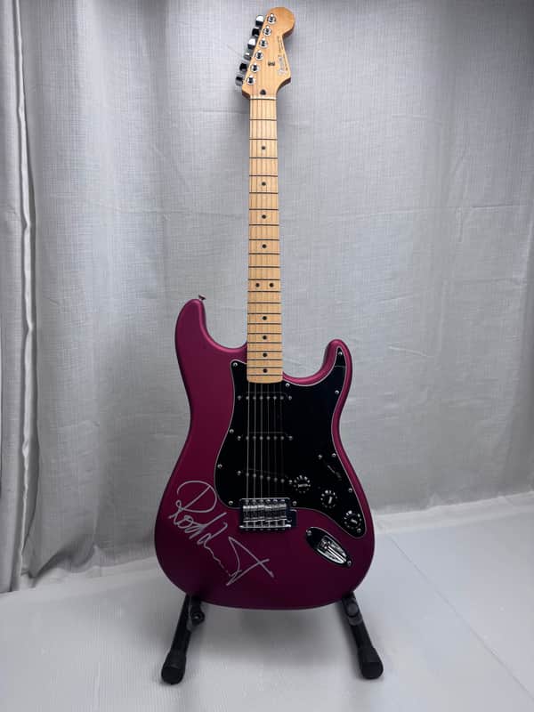 Fender  Stratocaster  2000s  - Red Satin Electric Guitar Signed By Rod Stewart Certified By JSA image 1
