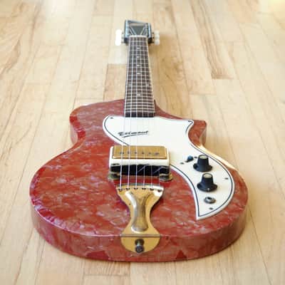1959 Supro Belmont 1570 Vintage Electric Guitar Maroon Pearloid MOTS Valco USA image 11